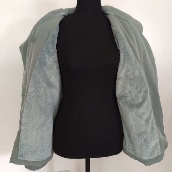 J. Jill XS Coat Jacket  Sage Light Green Embroidered Plush Lined Oversized - Picture 13 of 16
